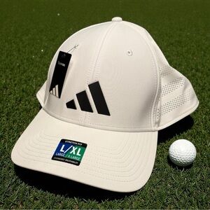 NEW! Adidas Men's Game Day Golf Baseball Cap Stretch Fit Hat L/XL White